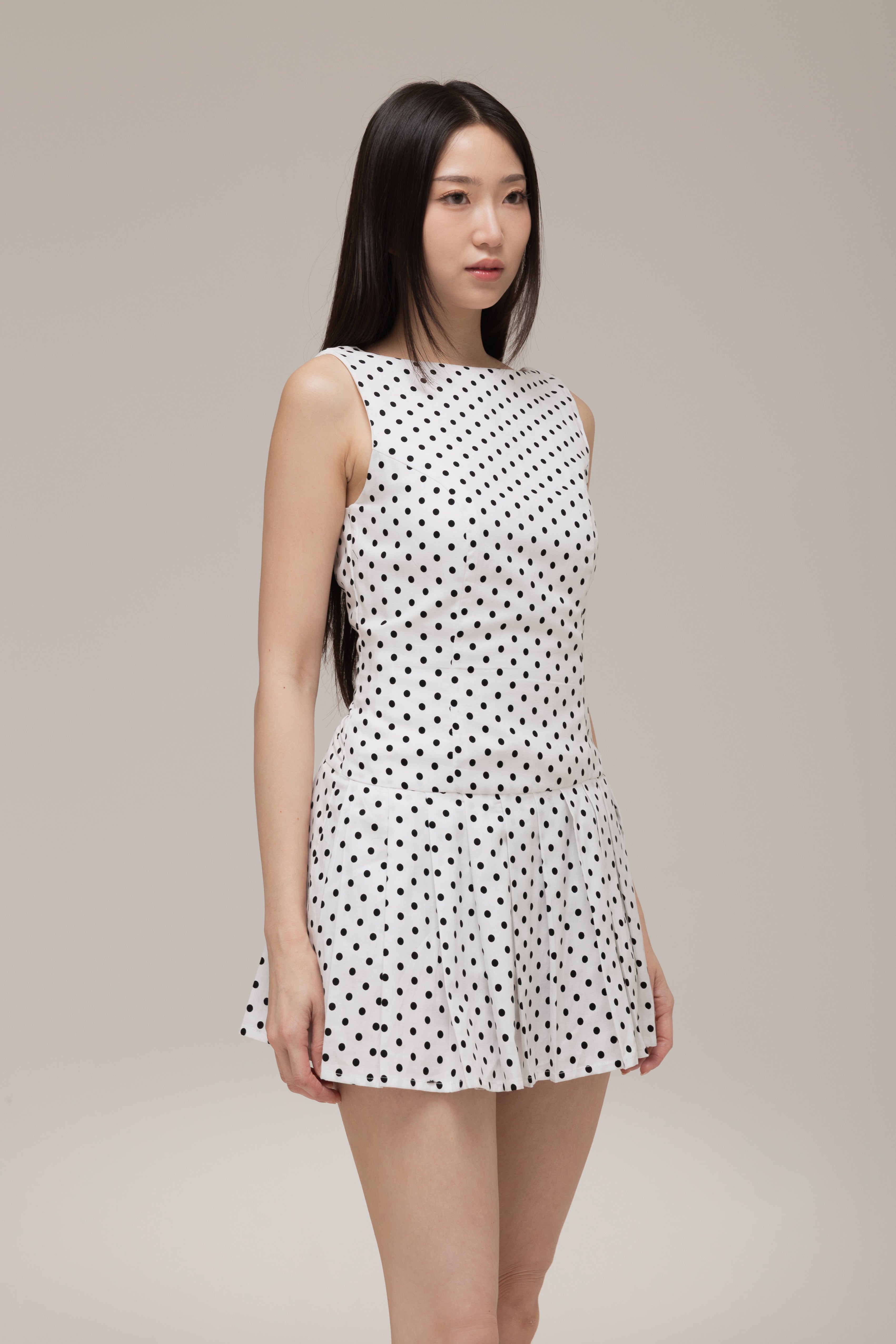 Audrey Mini Dress (Black Dot)