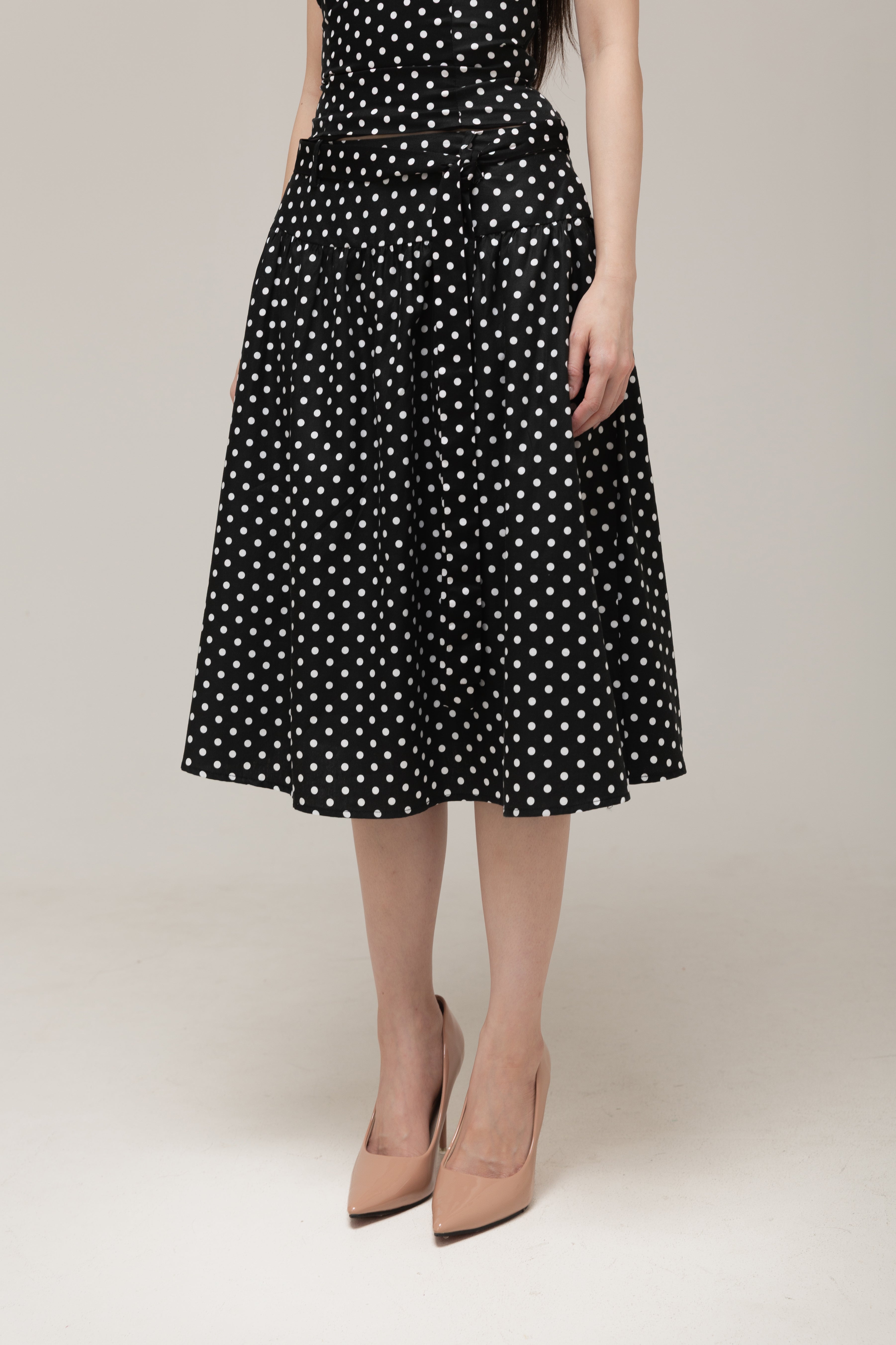 Jolene Midi Skirt (White Dot)