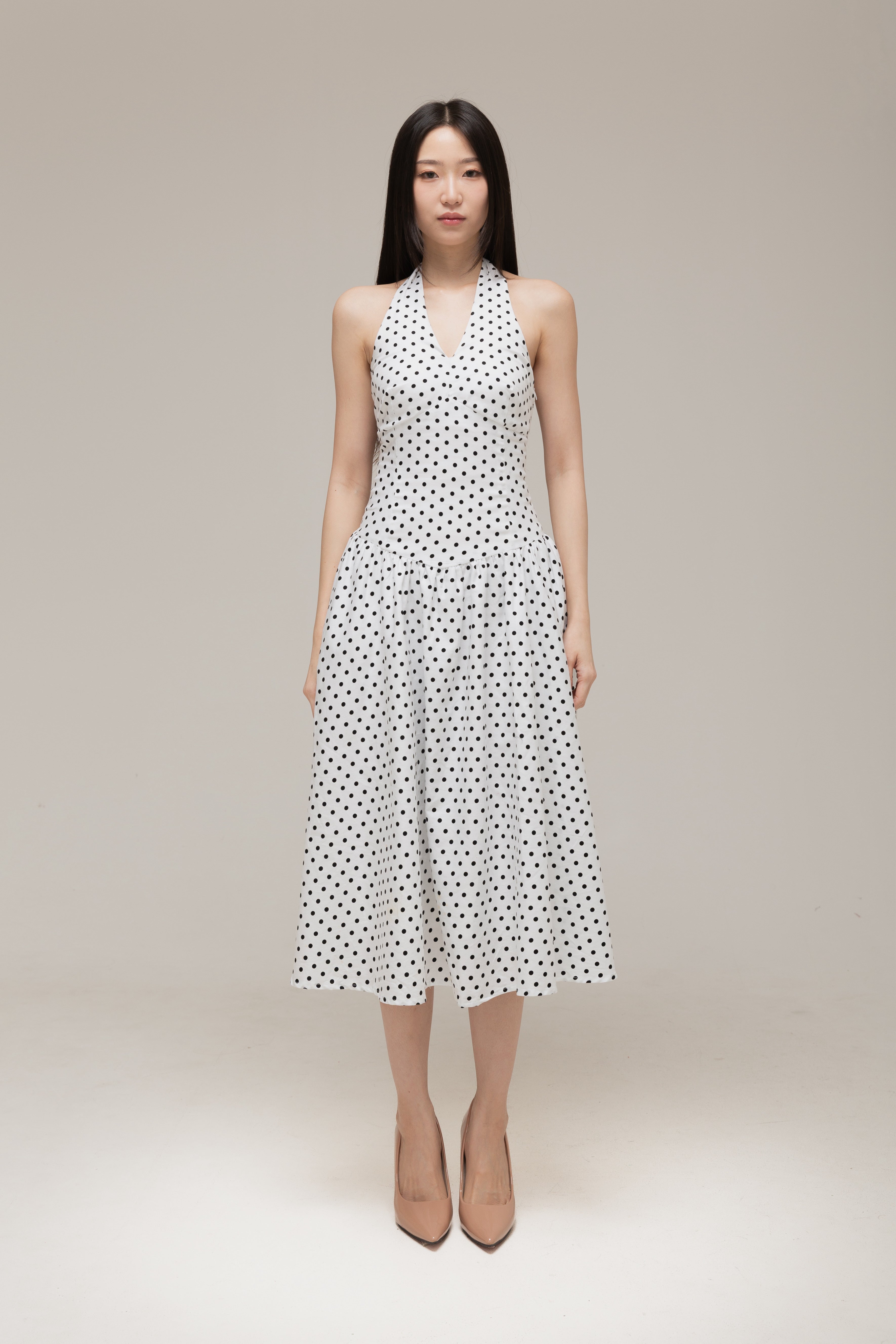 Jane Halter Dress (Black Dot)