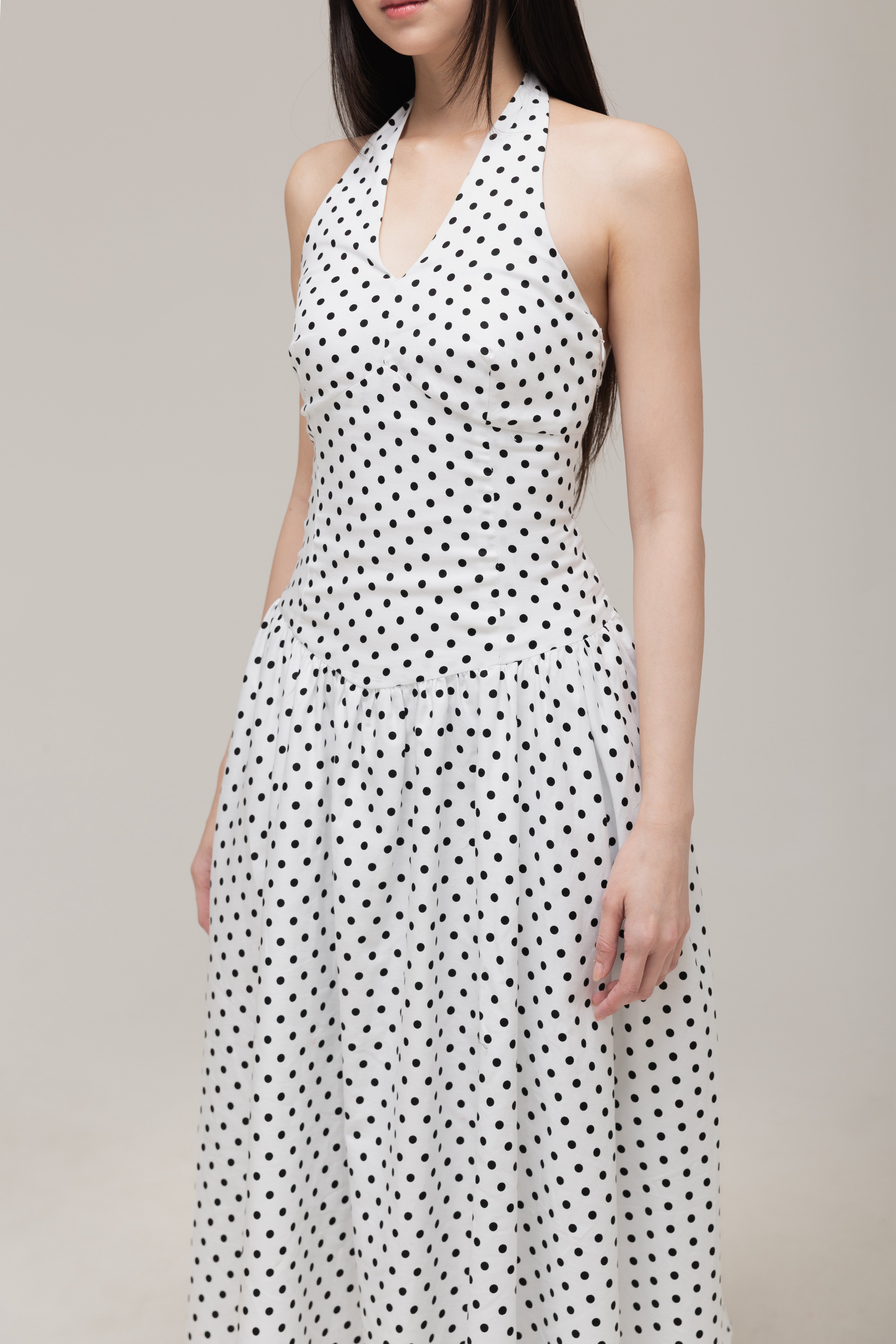Jane Halter Dress (Black Dot)