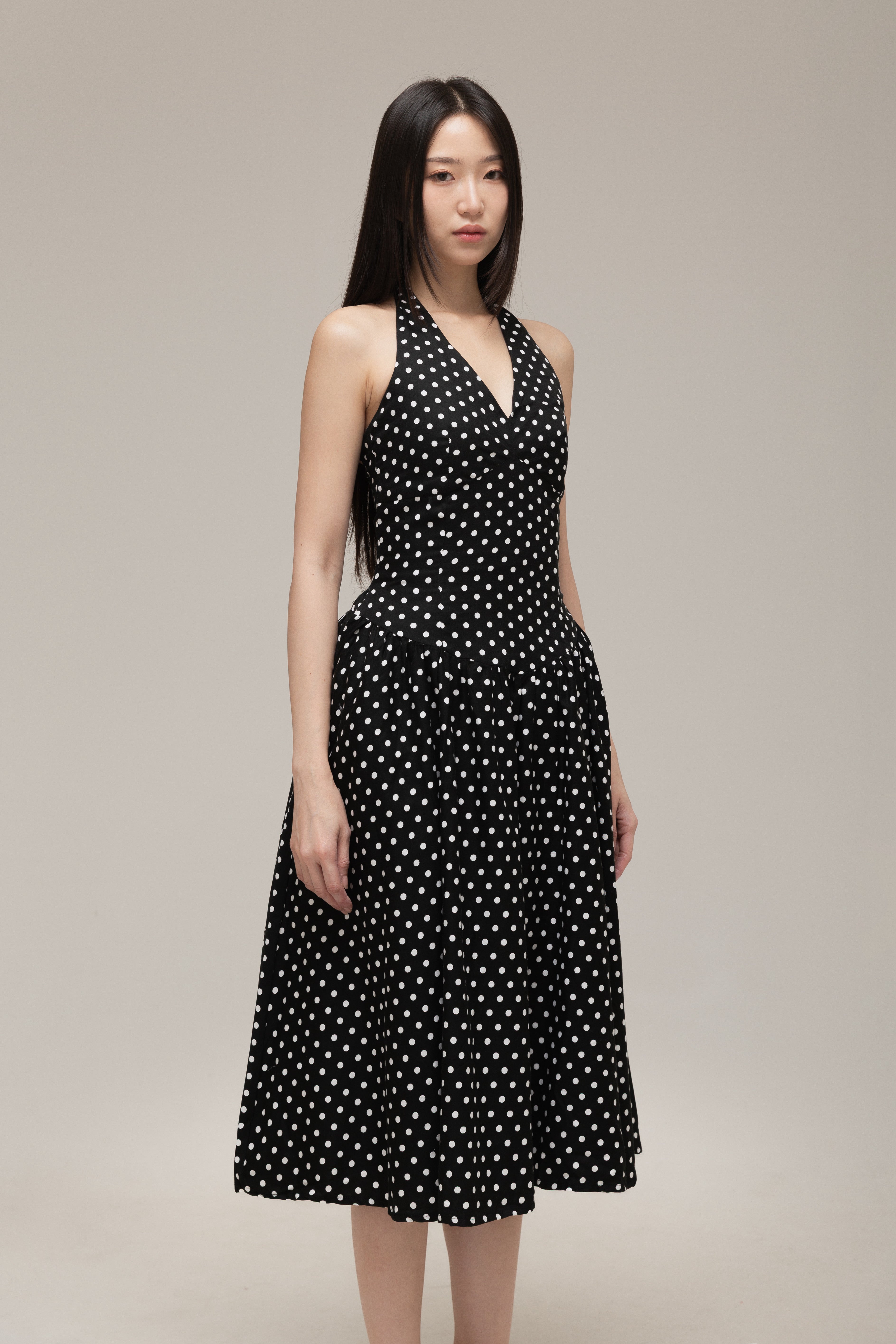 Jane Halter Dress (White Dot)