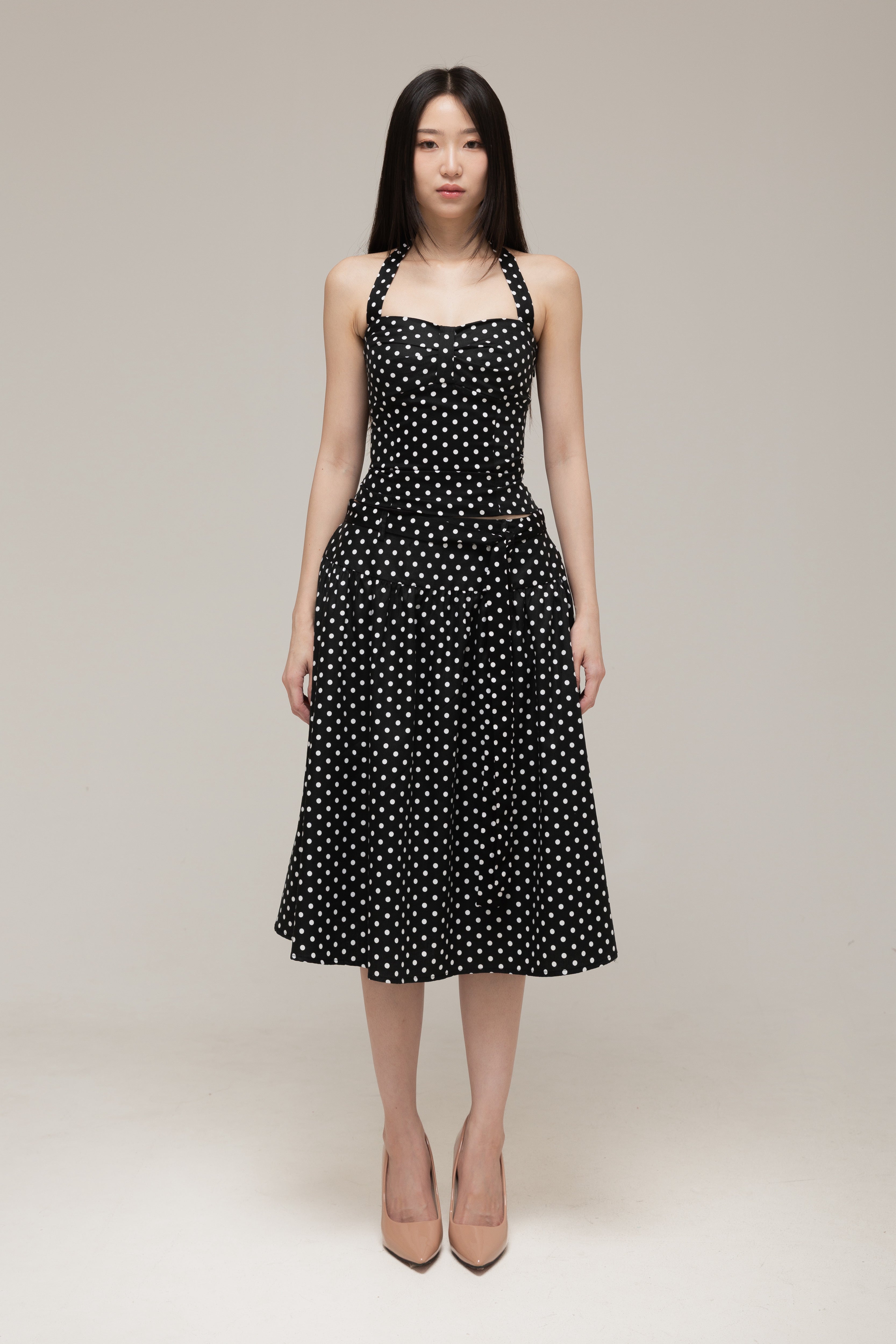 Jolene Midi Skirt (White Dot)