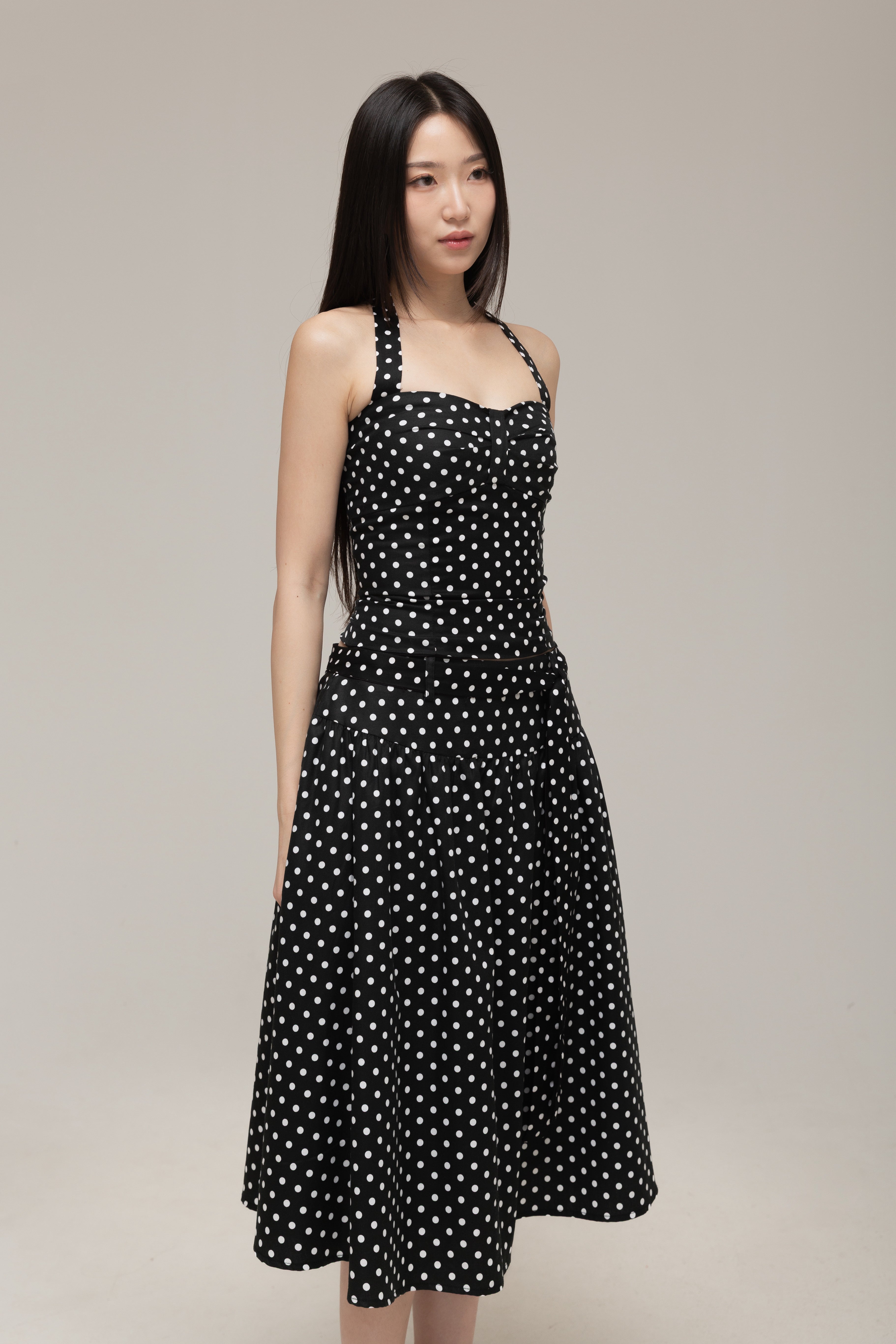 Jolene Midi Skirt (White Dot)