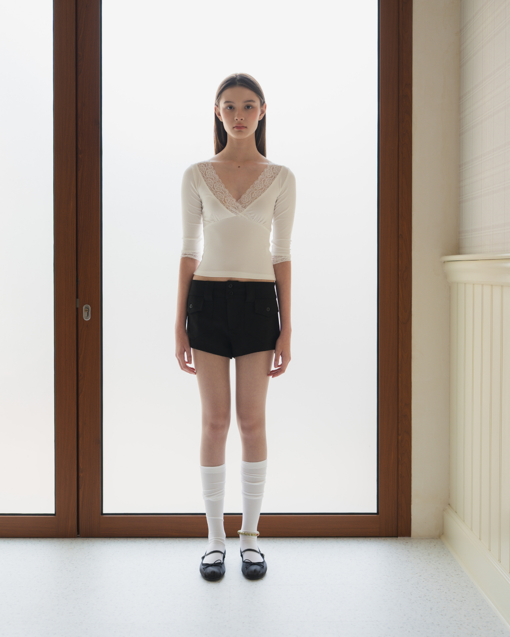 Clarin 3/4 Sleeve Lace Top - White