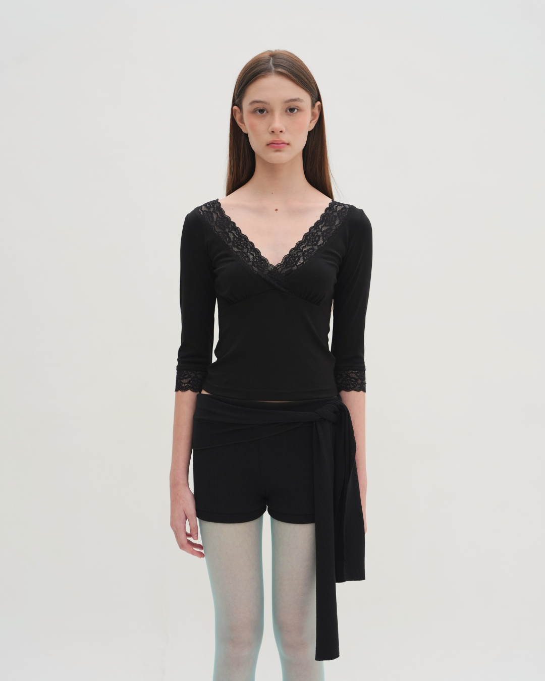 Clarin 3/4 Sleeve Lace Top - Black