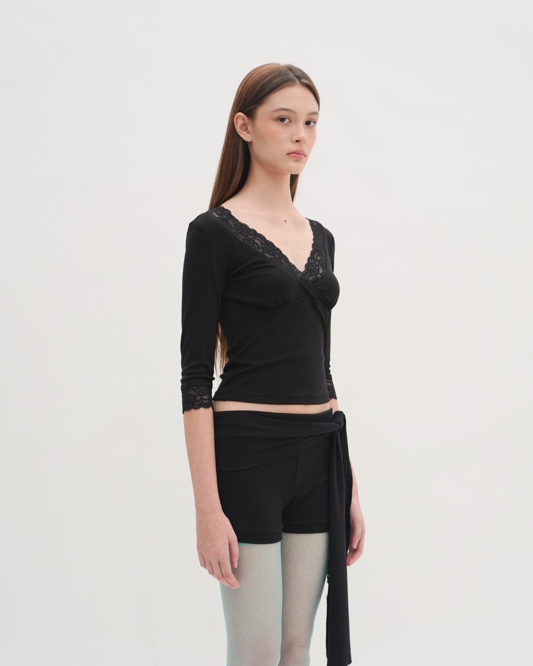 Clarin 3/4 Sleeve Lace Top - Black