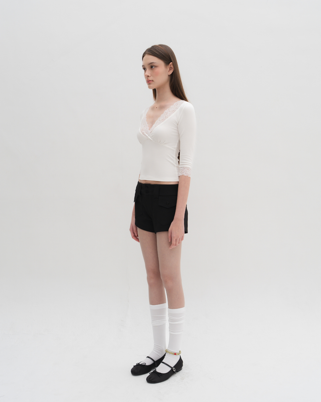 Clarin 3/4 Sleeve Lace Top - White