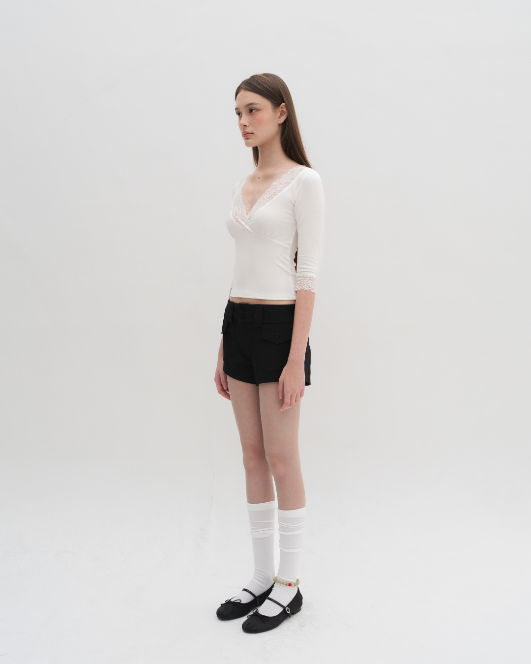 Clarin 3/4 Sleeve Lace Top - White