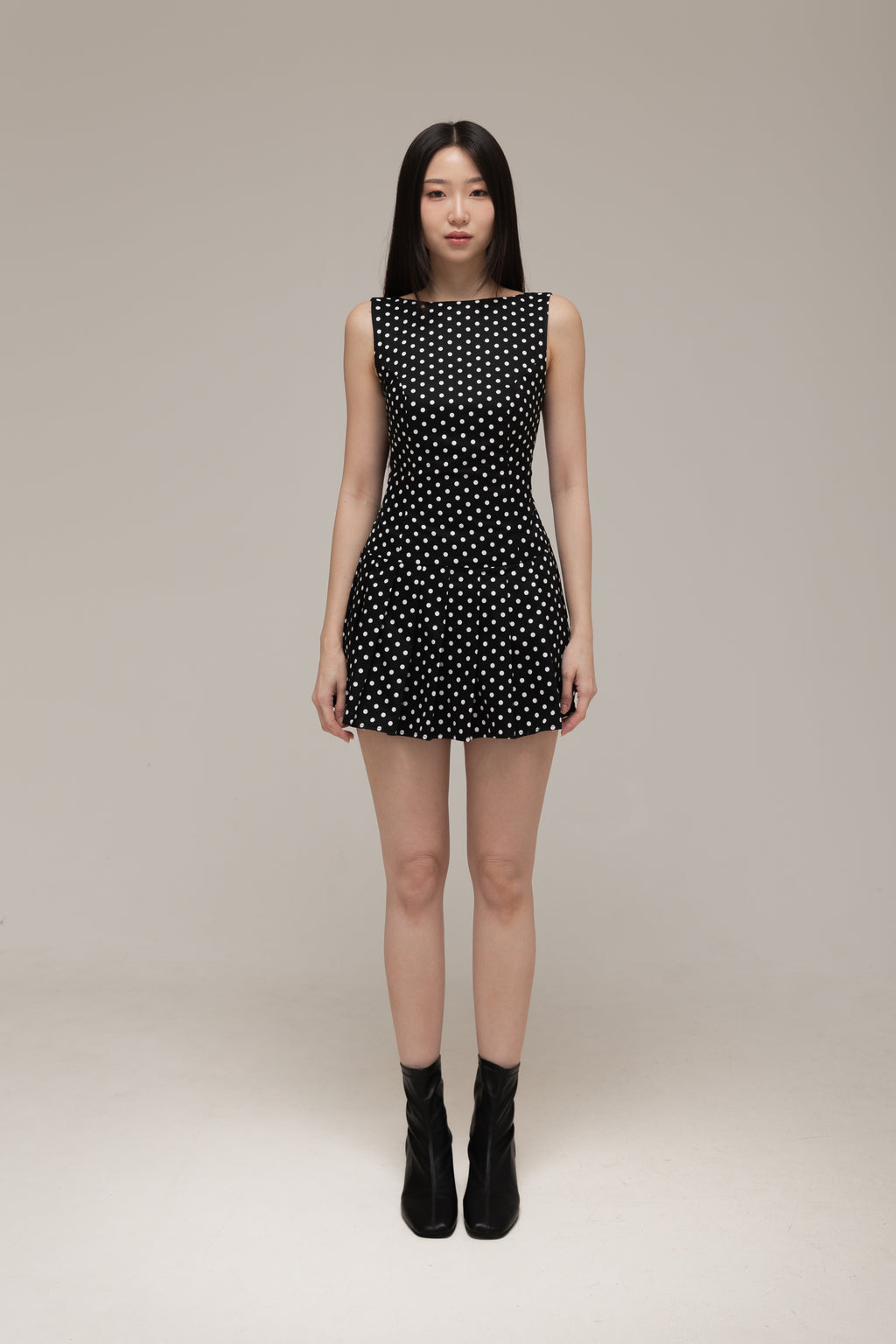 Audrey Mini Dress (White Dot)