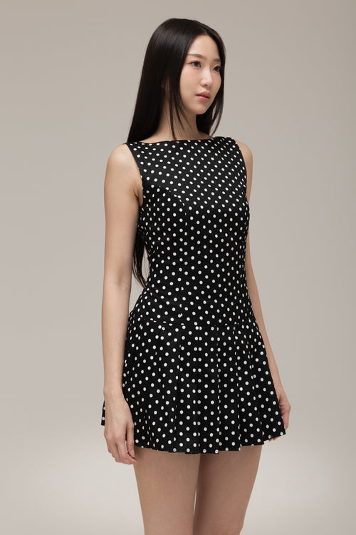 Audrey Mini Dress (White Dot)