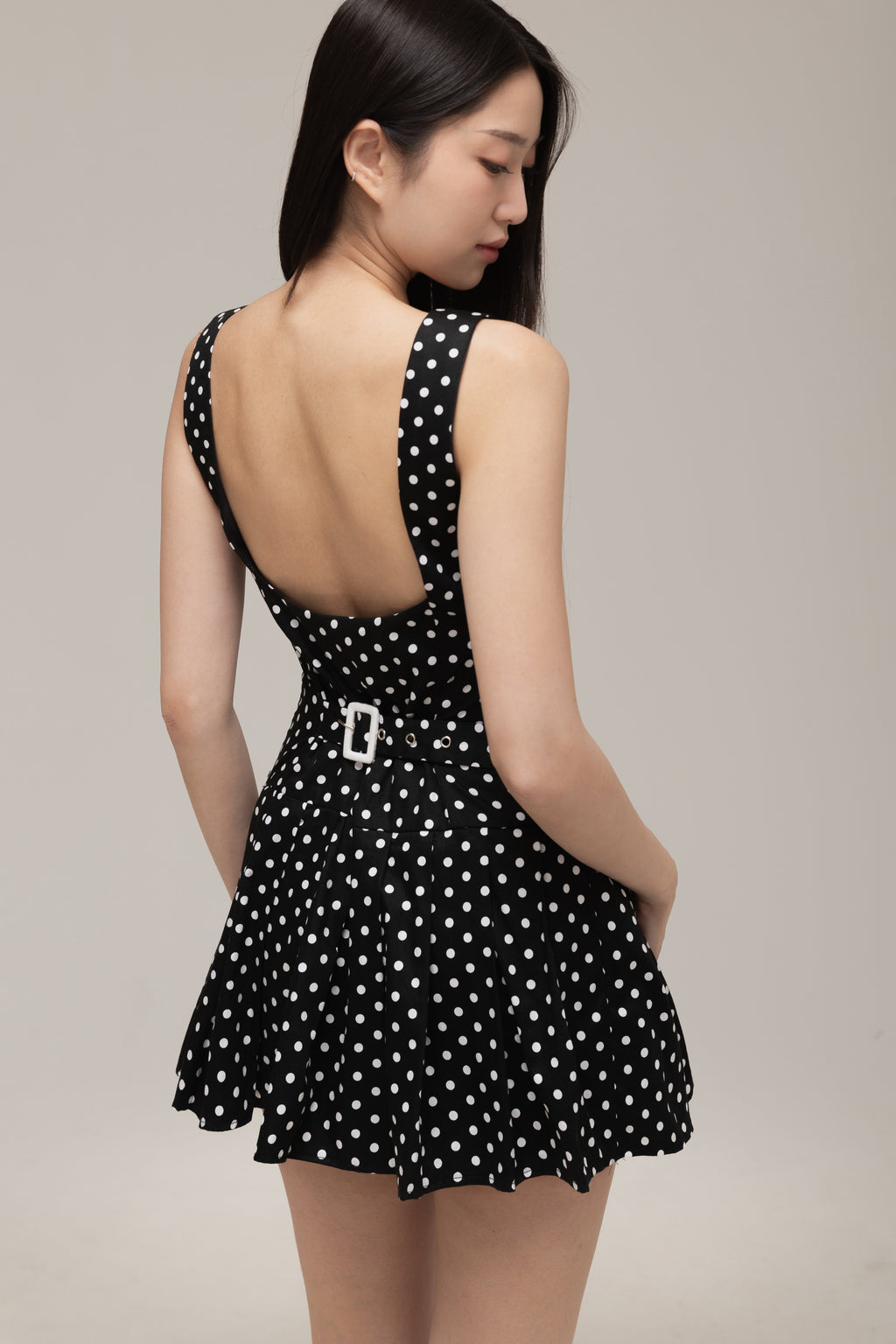 Audrey Mini Dress (White Dot)