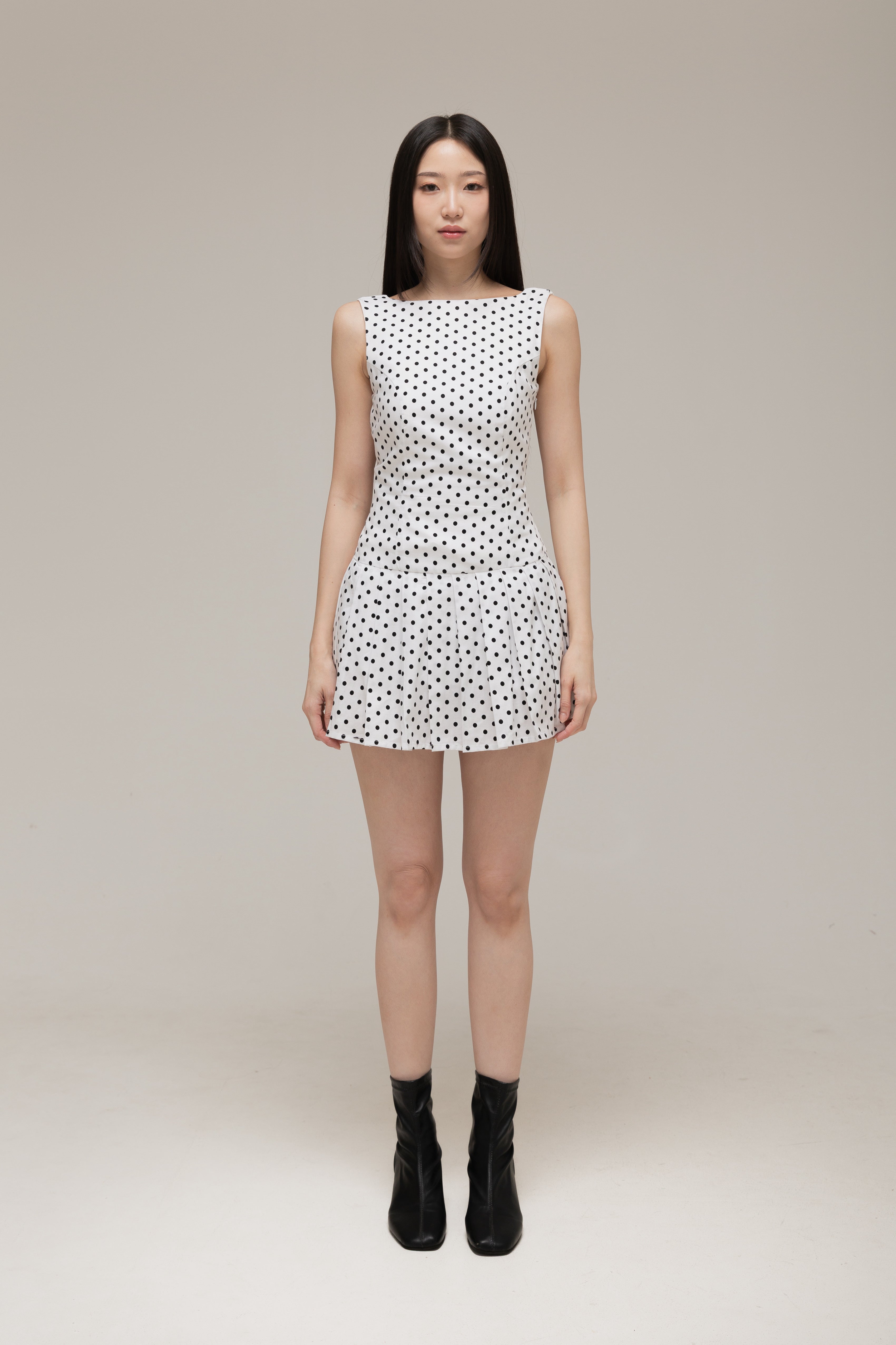 Audrey Mini Dress — Black Dot | Cherrylin