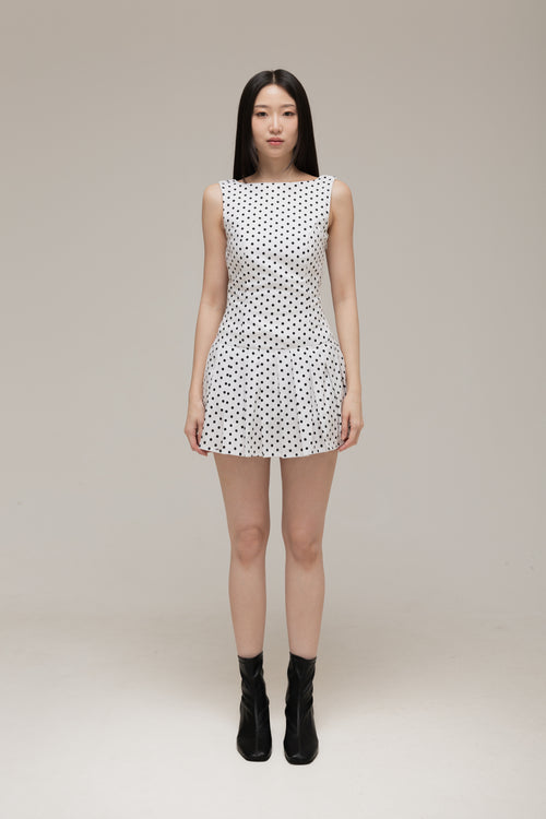 Audrey Mini Dress (Black Dot)