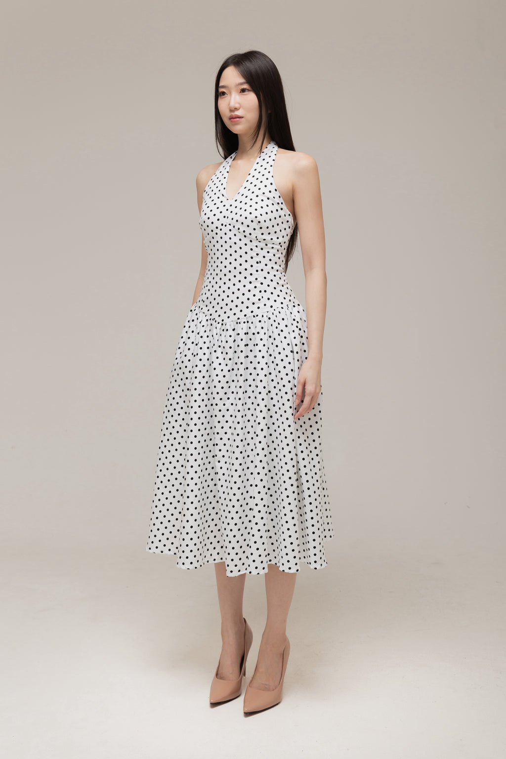 Jane Halter Dress (Black Dot)