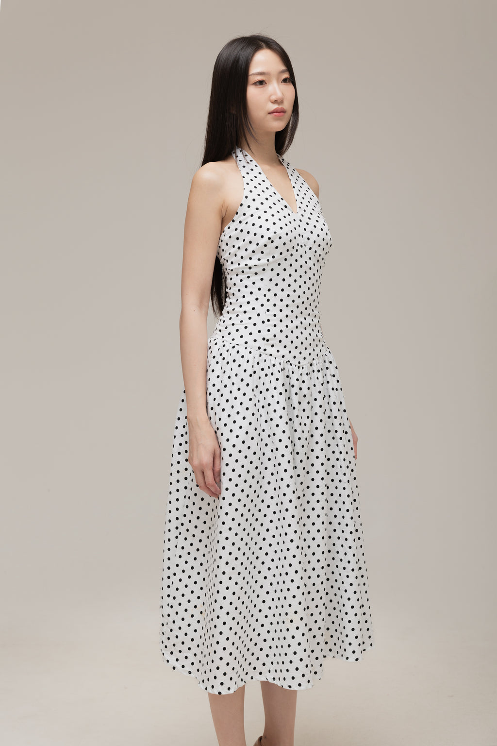 Jane Halter Dress (Black Dot)