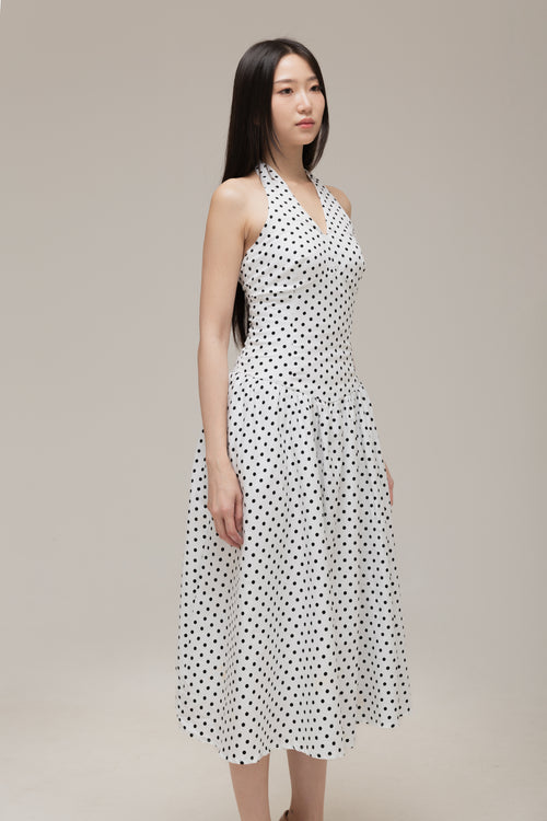 (PRE-ORDER) Jane Halter Dress (Black Dot)
