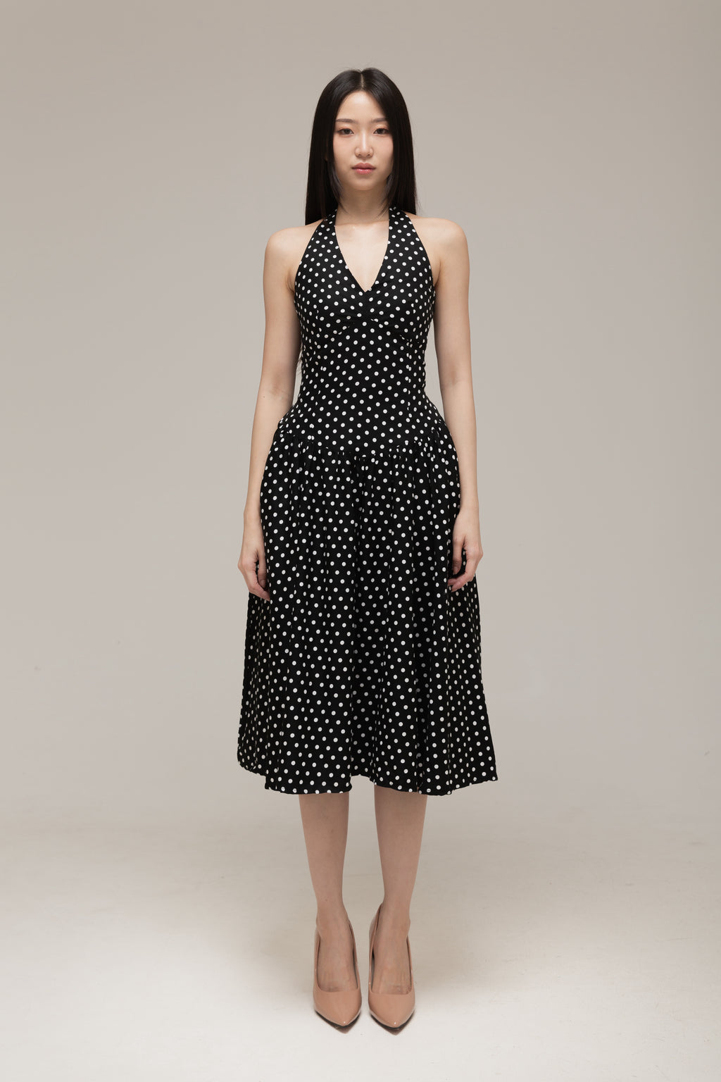 Jane Halter Dress (White Dot)