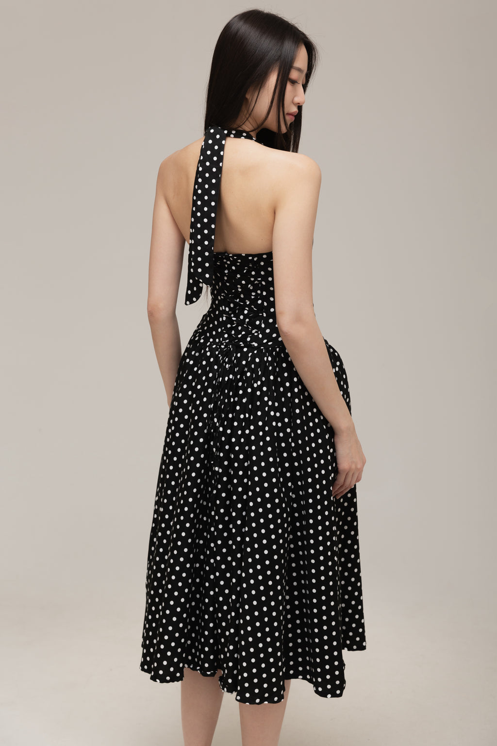 Jane Halter Dress (White Dot)