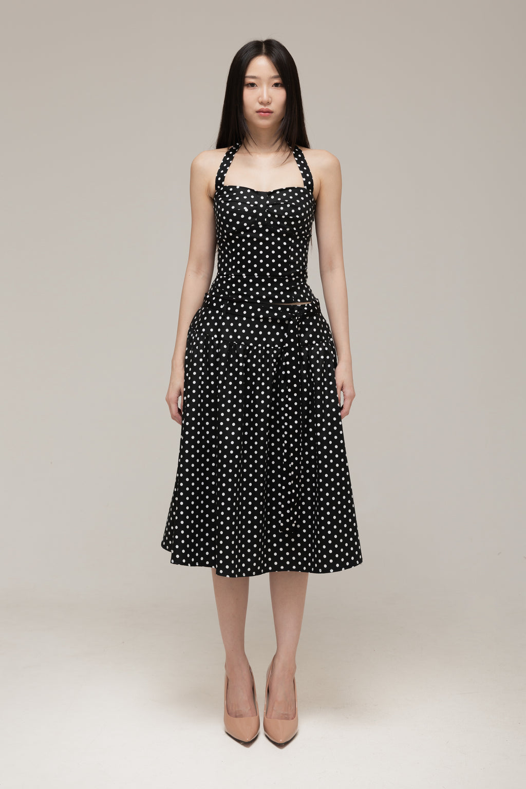 Jolene Midi Skirt (White Dot)
